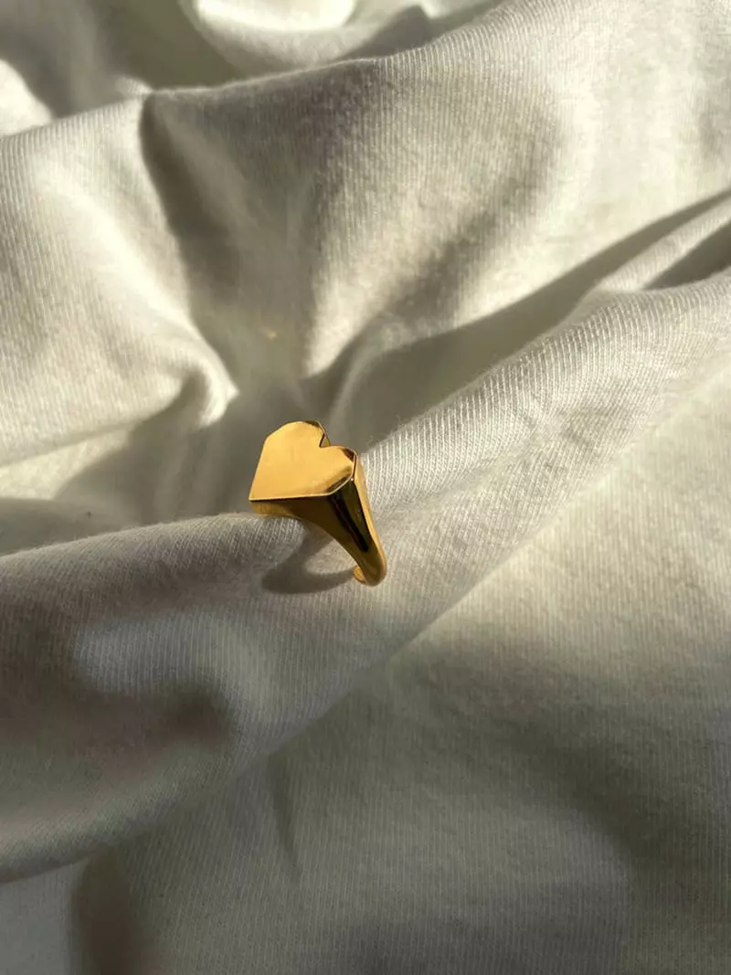 Mood - Korean Women Fashion - #momslook - A3645 Simple Angle Heart Ring - 2