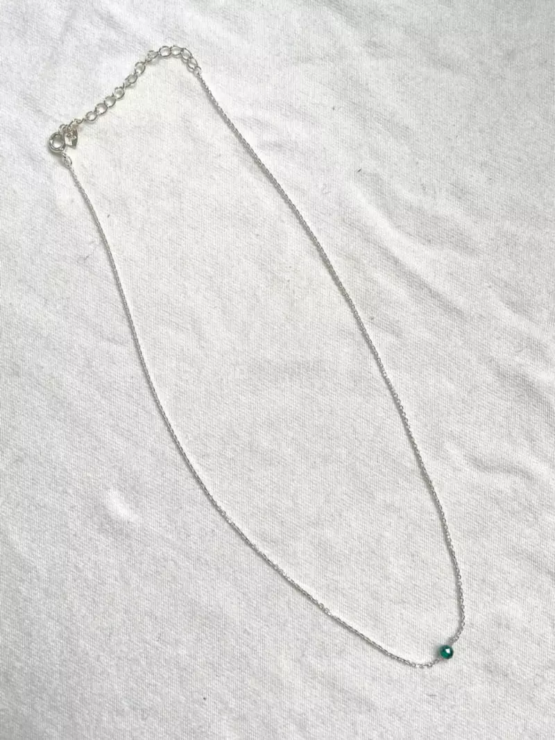 Mood - Korean Women Fashion - #momslook - A3546 Silver Ruby Emerald Chain Necklace - 2