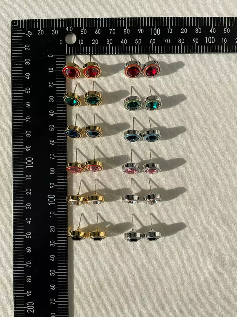 Mood - Korean Women Fashion - #pursuepretty - A3659 Round Crystal Earrings - 5