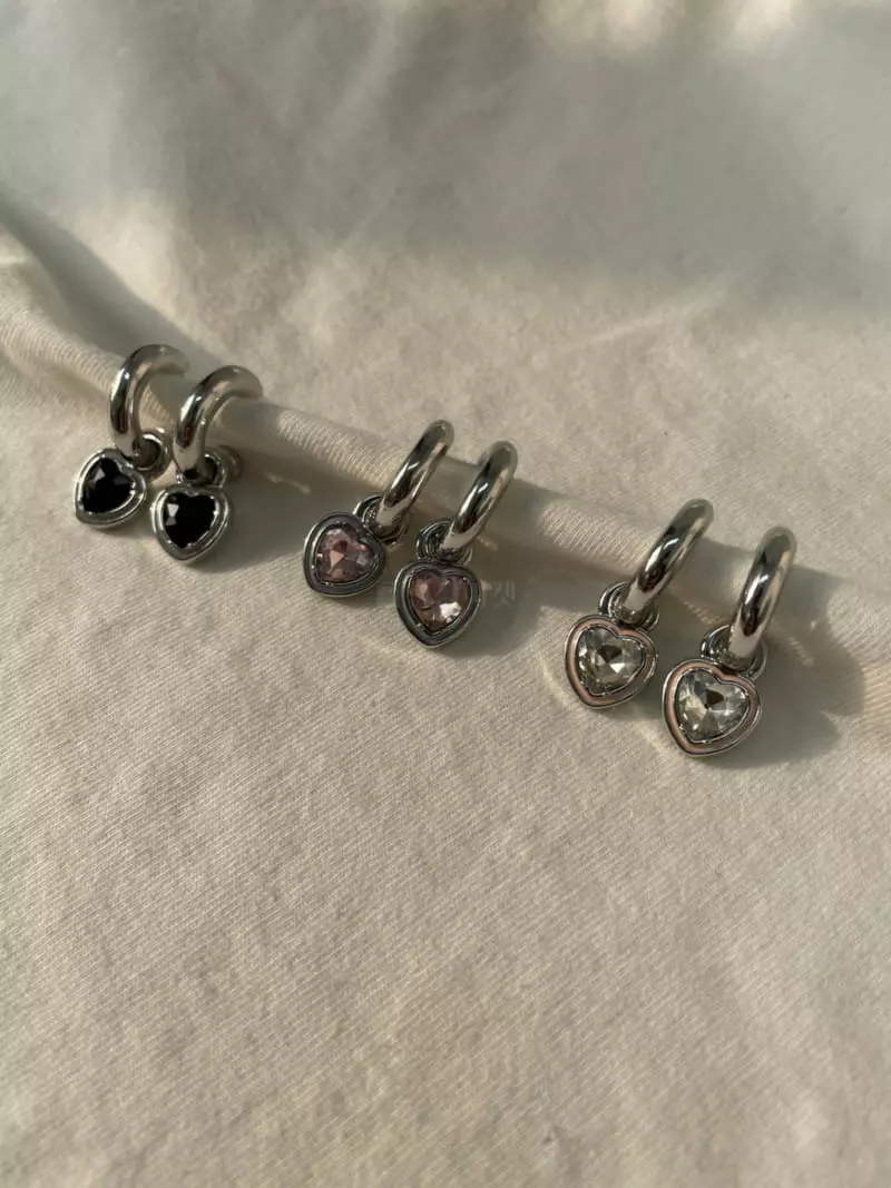 Mood - Korean Women Fashion - #pursuepretty - A3628 Heart Crystal Earrings - 2