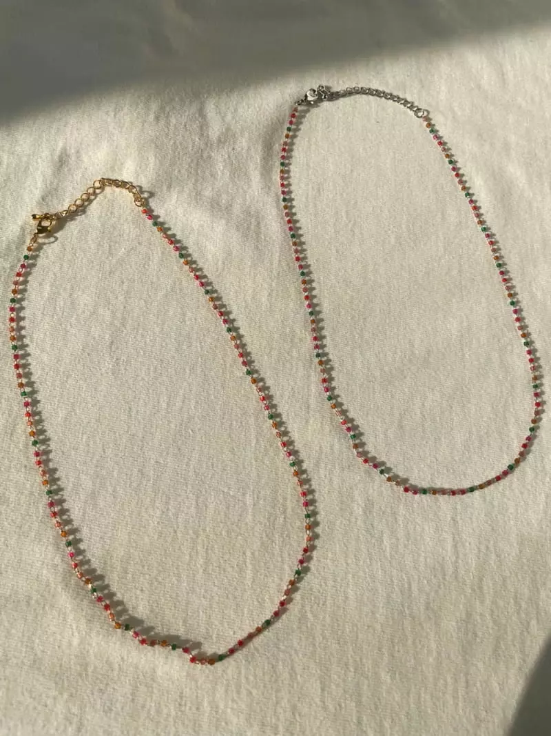 Mood - Korean Women Fashion - #pursuepretty - A3623 Mini Color Beads Chain Necklace - 3