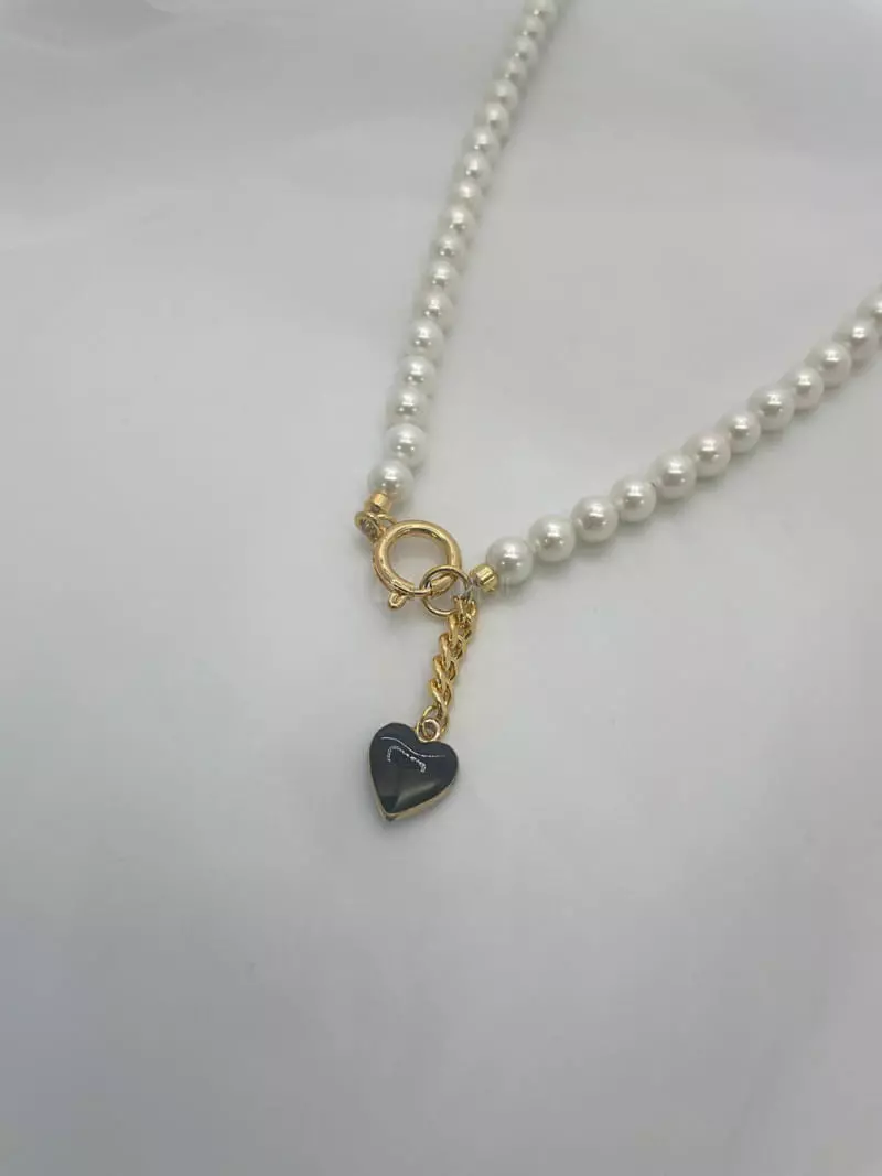 Mood - Korean Women Fashion - #thatsdarling - A3521 Super Pearl Heart Necklace - 3