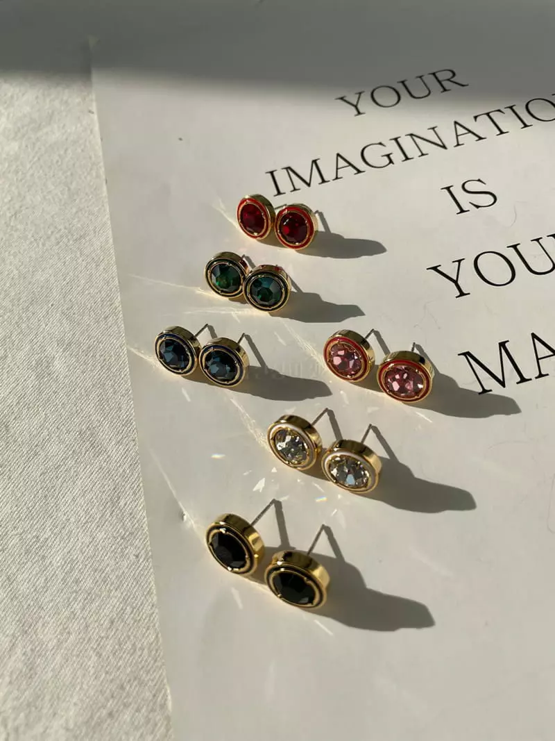 Mood - Korean Women Fashion - #vintageinspired - A3659 Round Crystal Earrings - 3