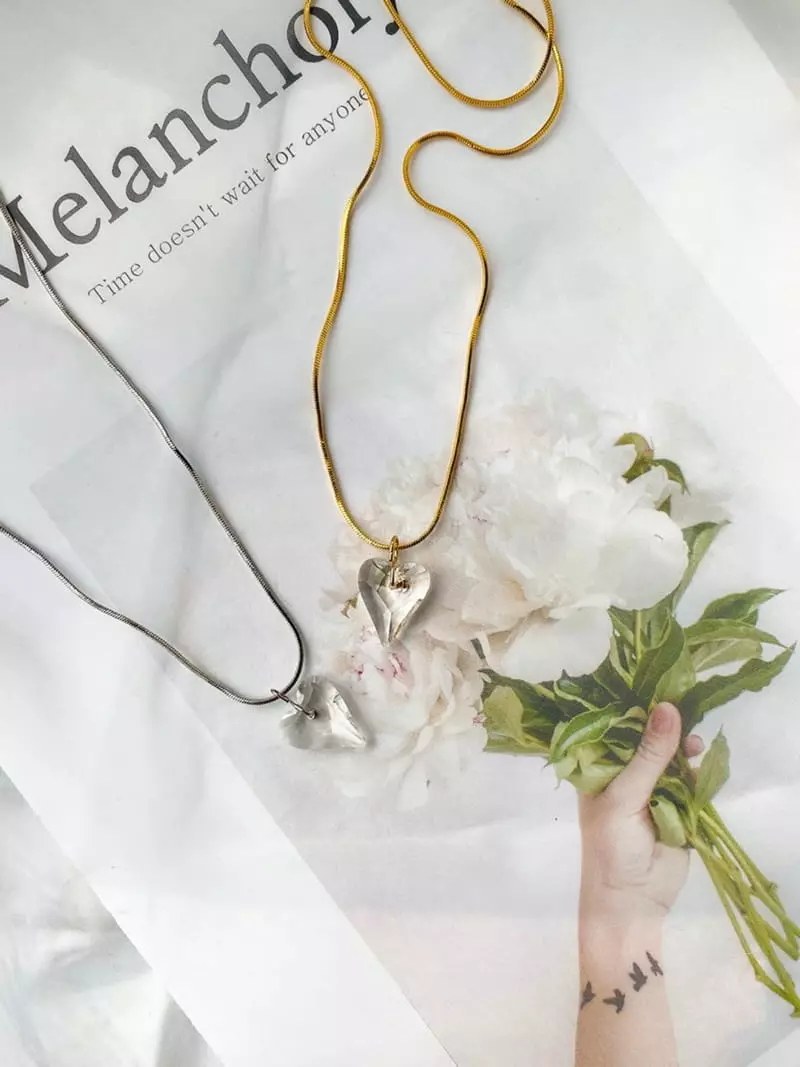 Mood - Korean Women Fashion - #vintageinspired - A3040 Crystal Heart Necklace