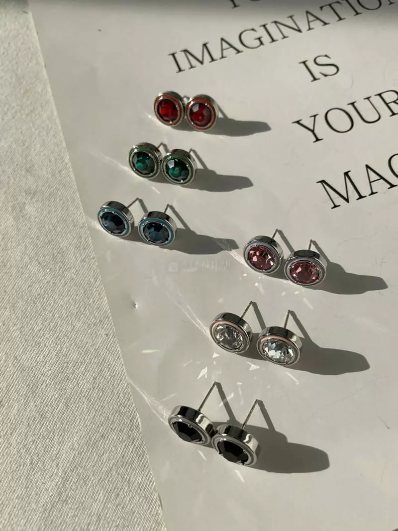 Mood - Korean Women Fashion - #vintageinspired - A3659 Round Crystal Earrings - 4