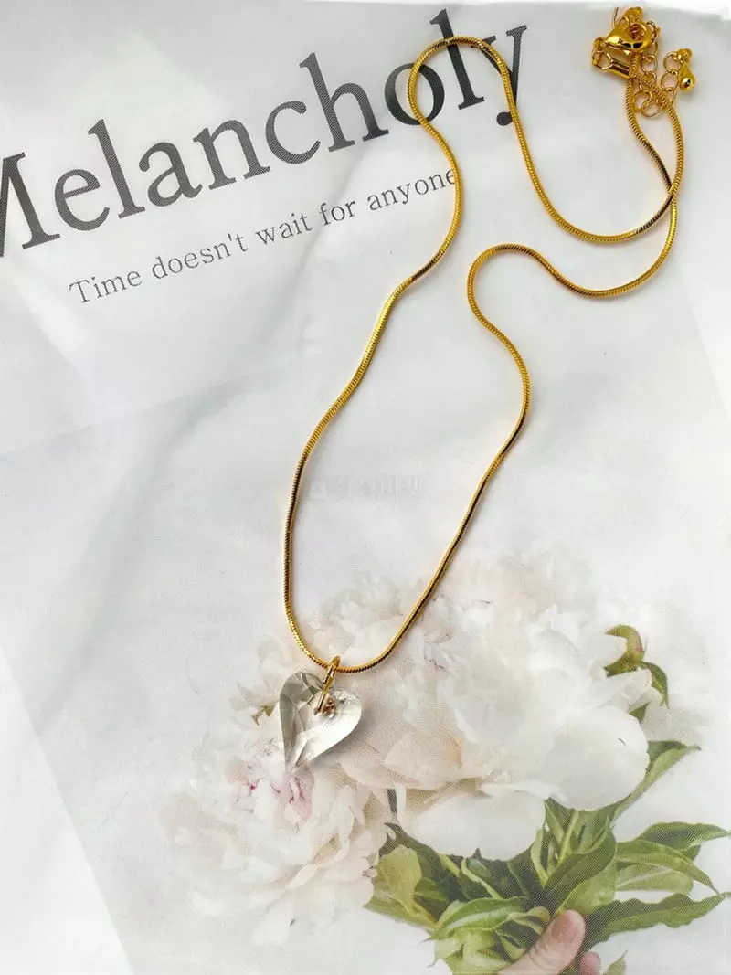 Mood - Korean Women Fashion - #vintagekidsstyle - A3040 Crystal Heart Necklace - 2