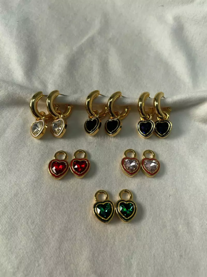 Mood - Korean Women Fashion - #vintagekidsstyle - A3628 Heart Crystal Earrings