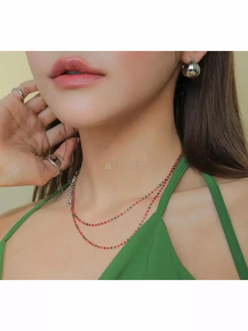 Mood - Korean Women Fashion - #vintagekidsstyle - A3623 Mini Color Beads Chain Necklace - 2