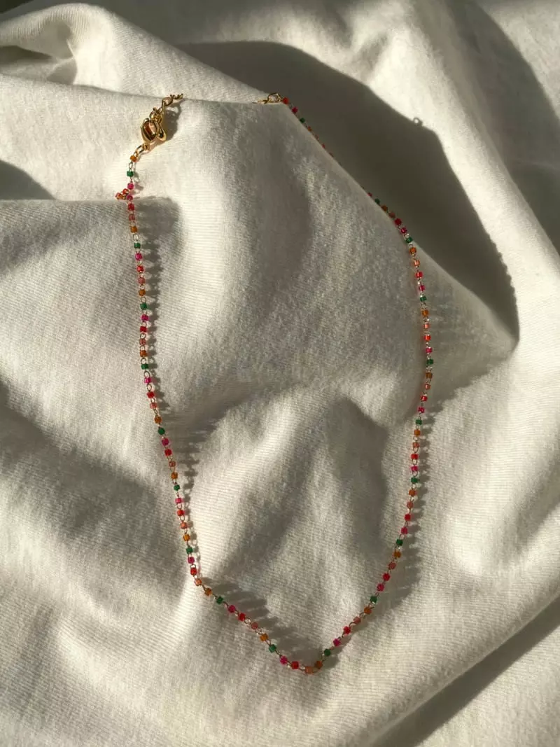Mood - Korean Women Fashion - #womensfashion - A3623 Mini Color Beads Chain Necklace - 3