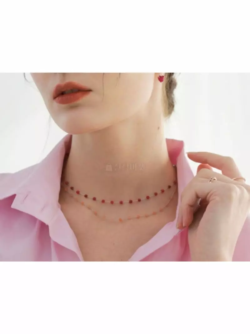 Mood - Korean Women Fashion - #womensfashion - A3621 Pink Beads Chain Necklace