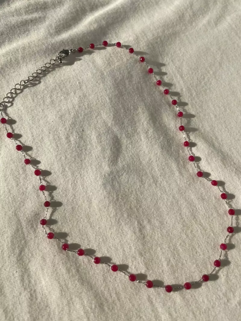 Mood - Korean Women Fashion - #womensfashion - A3621 Pink Beads Chain Necklace - 3