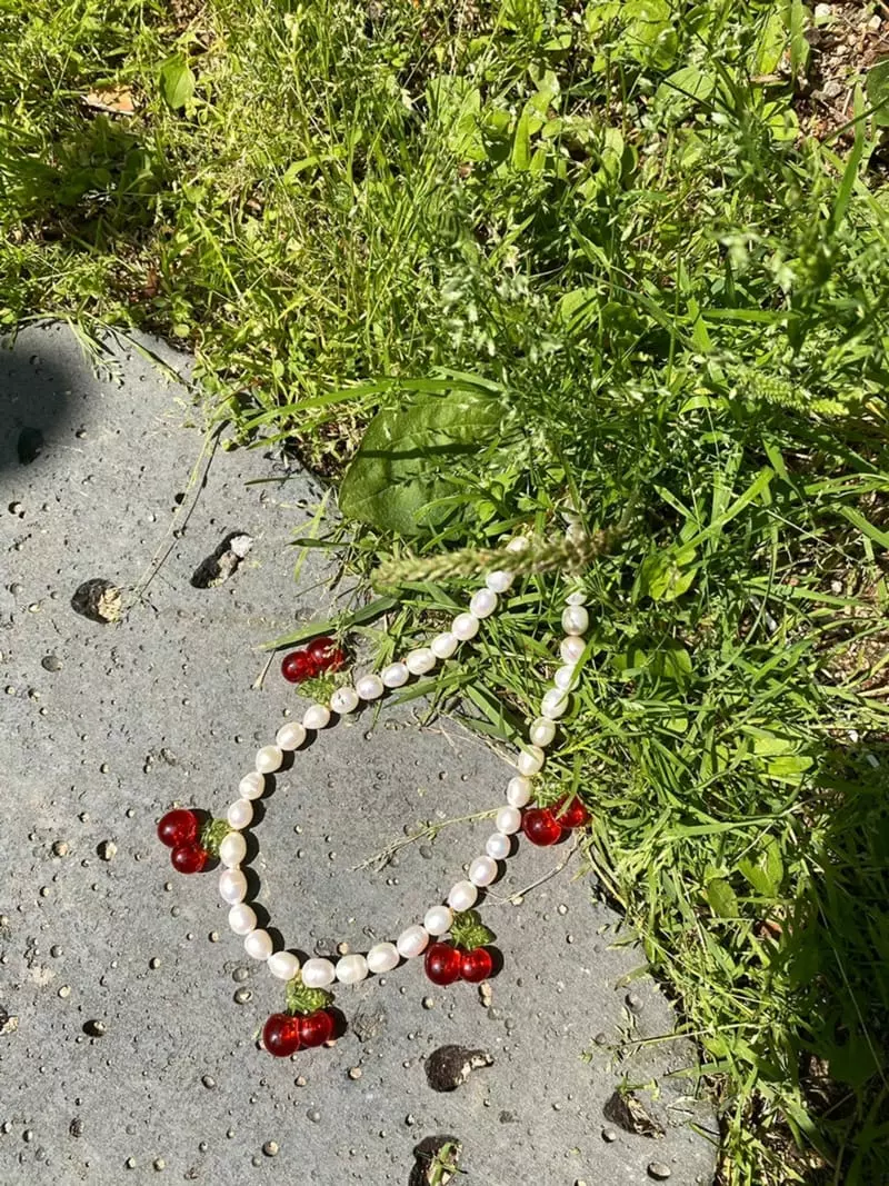 Mood - Korean Women Fashion - #womensfashion - A3210 Pearl Cherry Necklace - 2