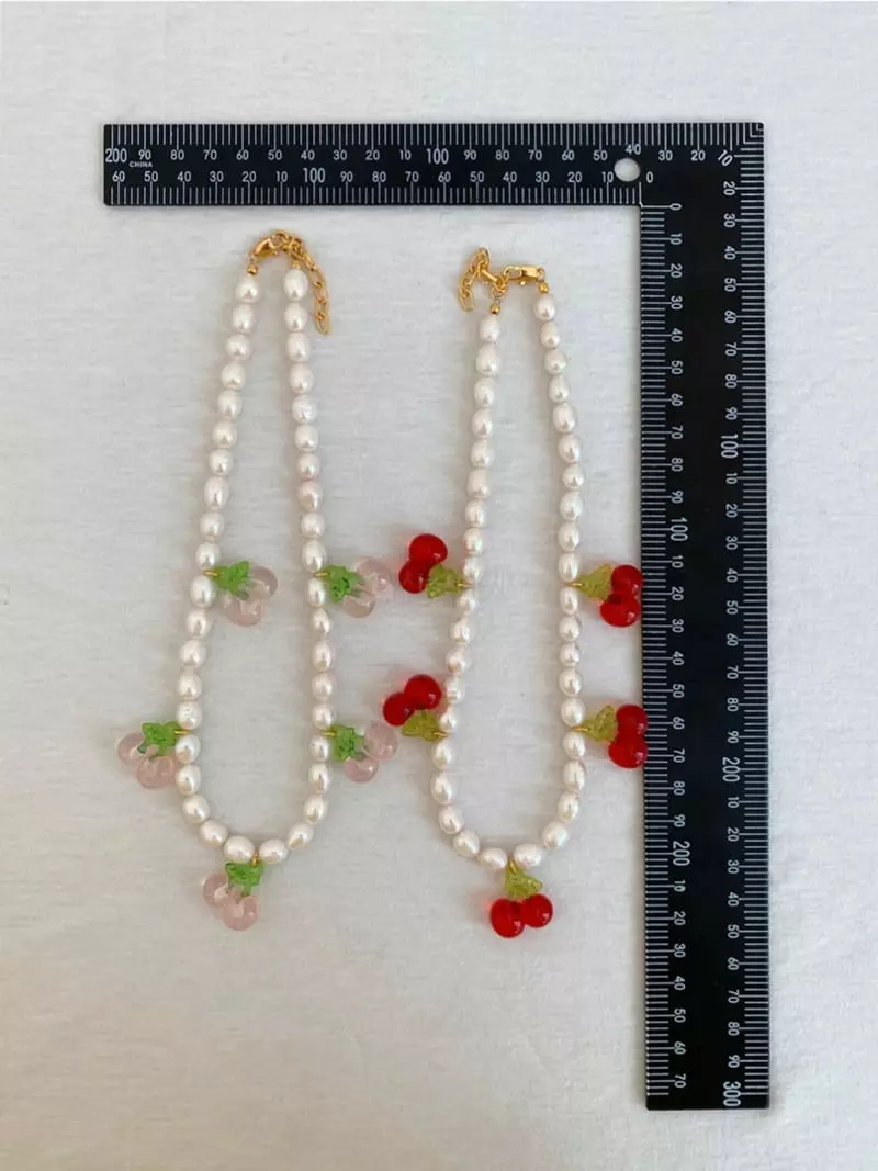 Mood - Korean Women Fashion - #momslook - A3210 Pearl Cherry Necklace - 4
