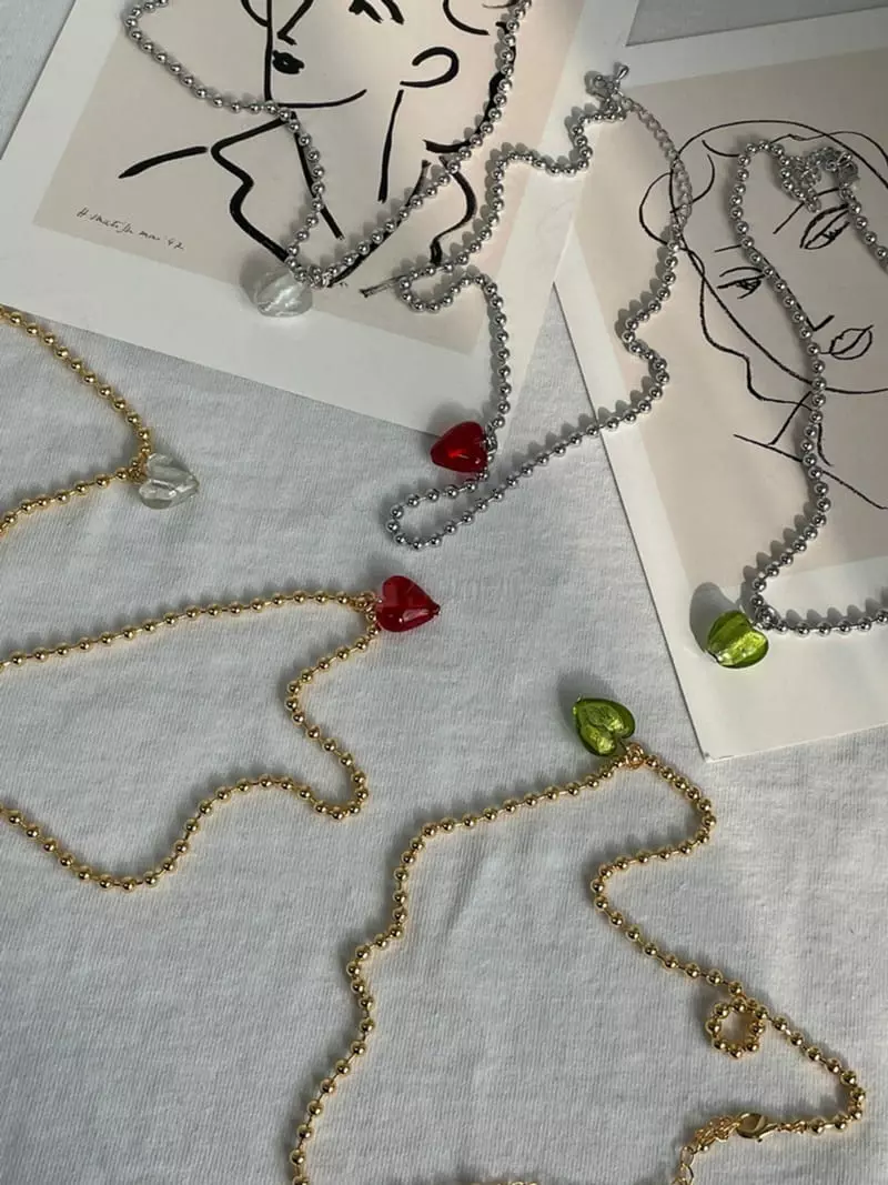Mood - Korean Women Fashion - #womensfashion - A2896 Heart Crystal Necklace