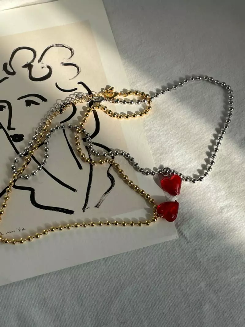 Mood - Korean Women Fashion - #womensfashion - A2896 Heart Crystal Necklace - 3