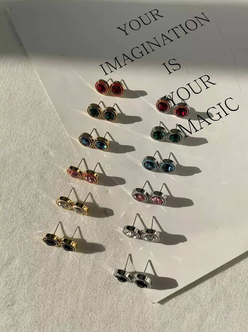 Mood - Korean Women Fashion - #womensfashion - A3659 Round Crystal Earrings - 2