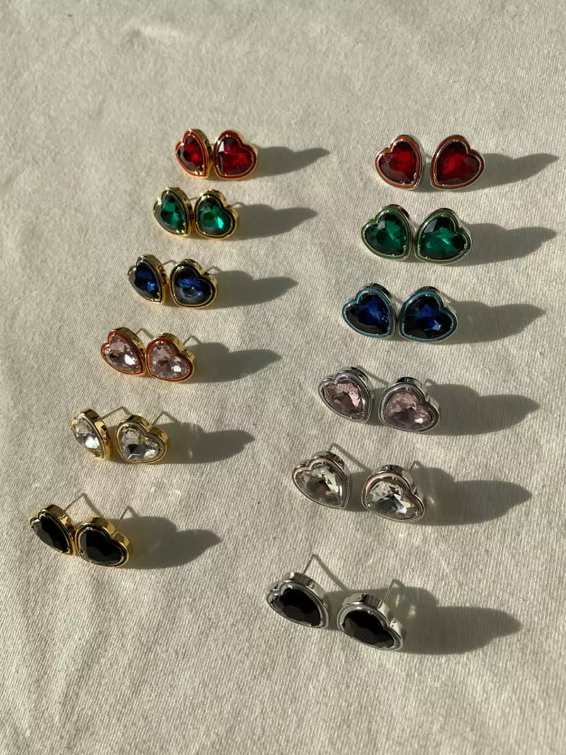 Mood - Korean Women Fashion - #womensfashion - A3657 Crystal Heart Earrings