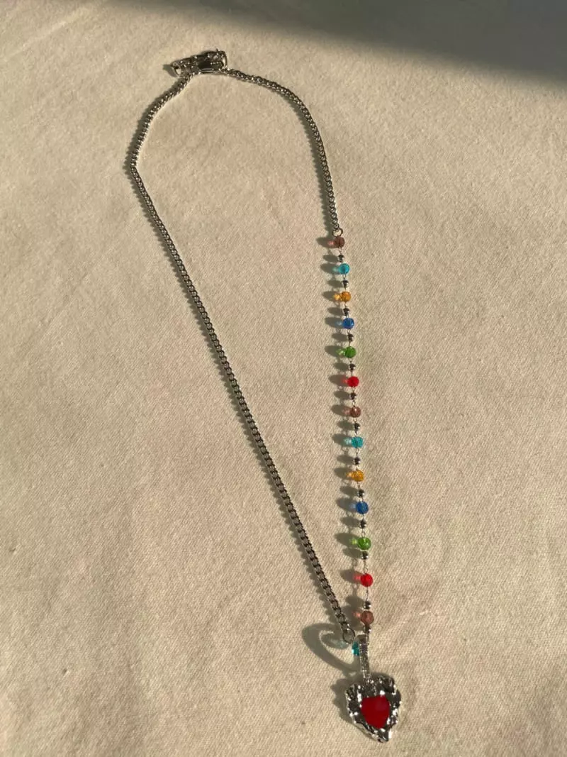 Mood - Korean Women Fashion - #womensfashion - A3603 Beadschain Heart Necklace