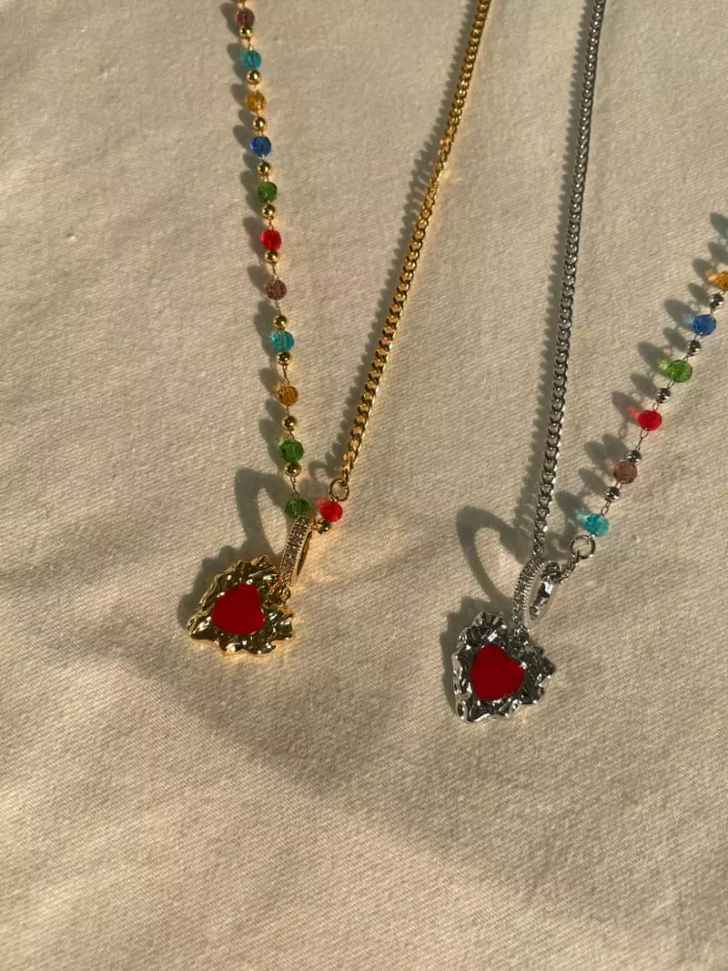 Mood - Korean Women Fashion - #womensfashion - A3603 Beadschain Heart Necklace - 3