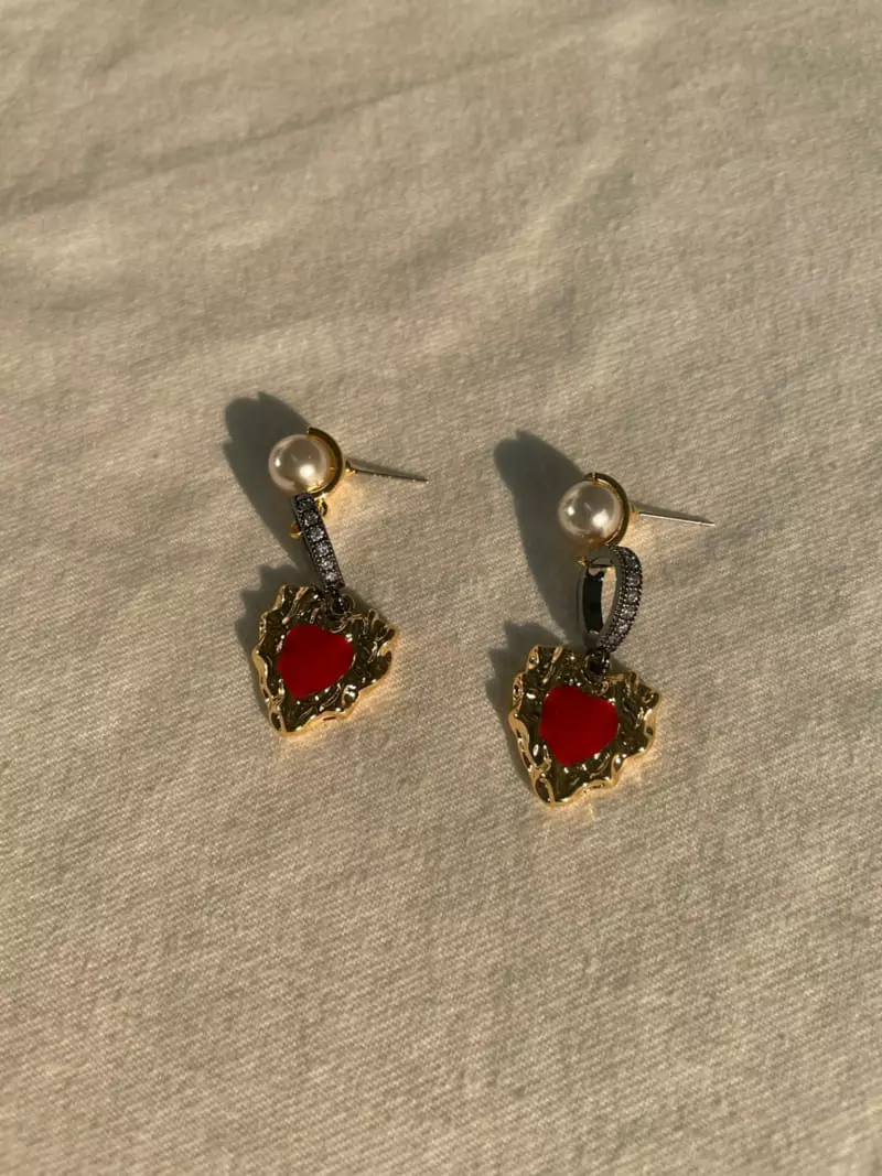 Mood - Korean Women Fashion - #womensfashion - A3602 Pearl Heart Earrings - 2