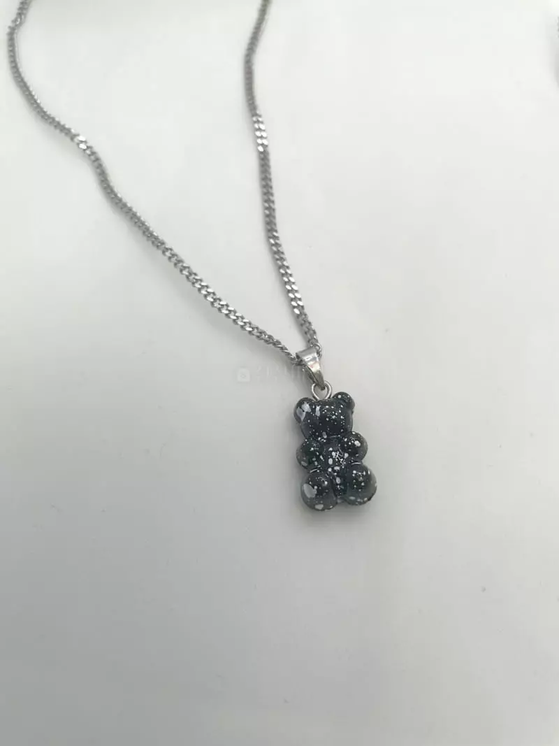Mood - Korean Women Fashion - #womensfashion - A3519 Marbling Haribo Bear Thermal Chain Necklace - 2