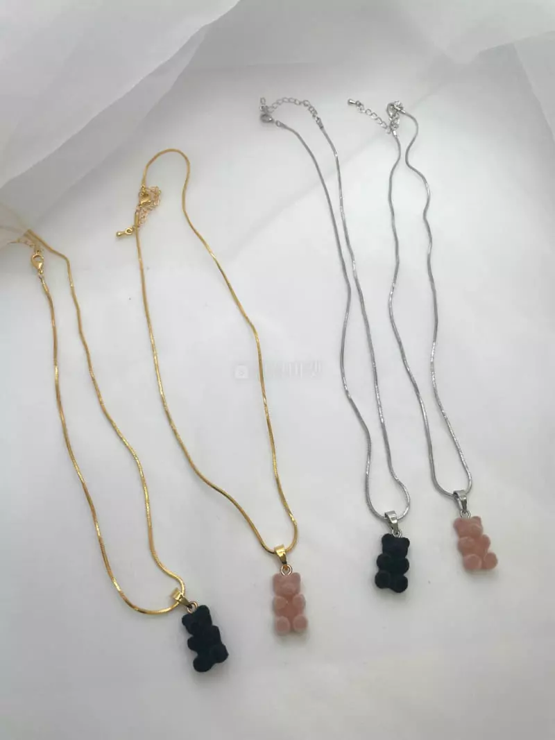 Mood - Korean Women Fashion - #womensfashion - A3517 Velvet Haribo Bear Thin Necklace