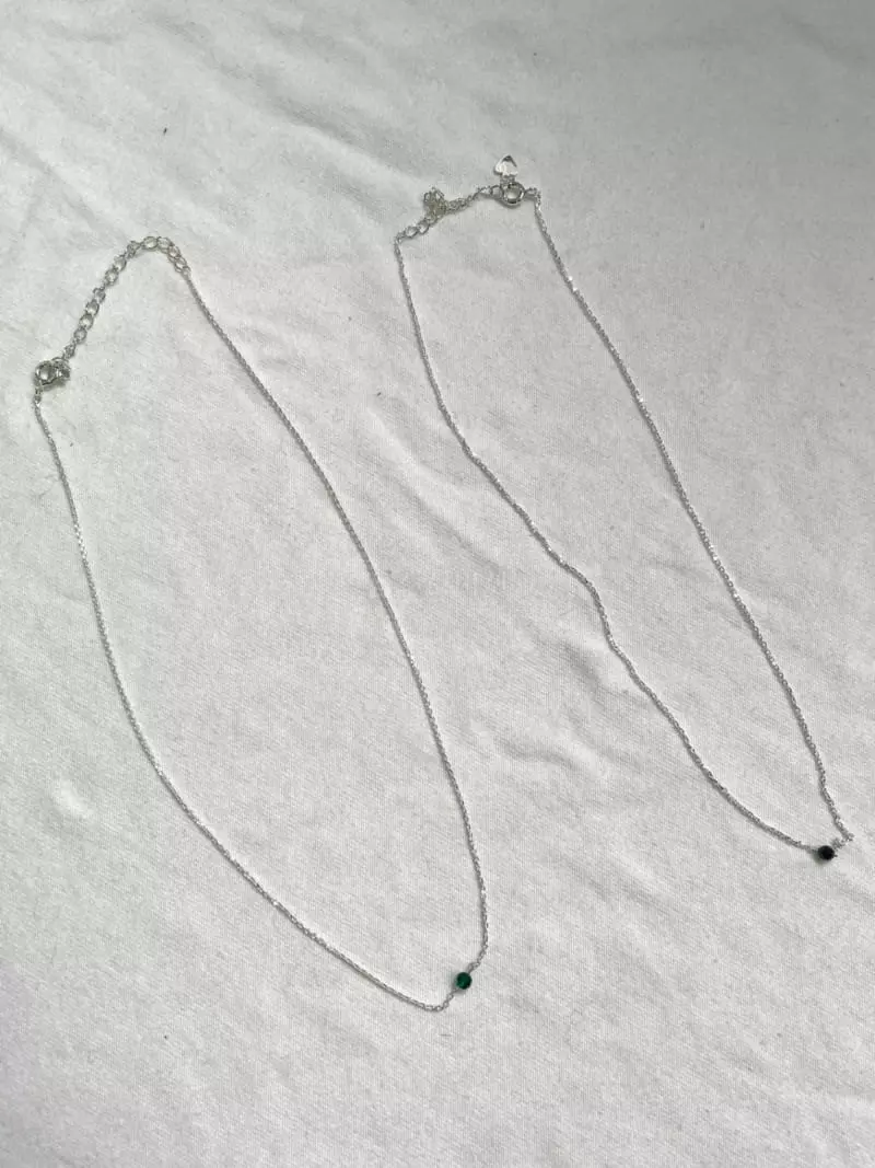 Mood - Korean Women Fashion - #womensfashion - A3546 Silver Ruby Emerald Chain Necklace