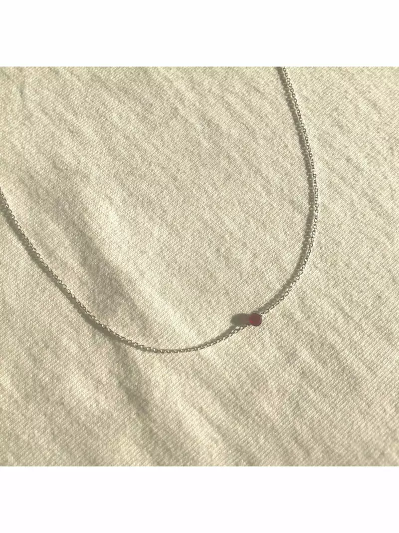 Mood - Korean Women Fashion - #womensfashion - A3546 Silver Ruby Emerald Chain Necklace - 3