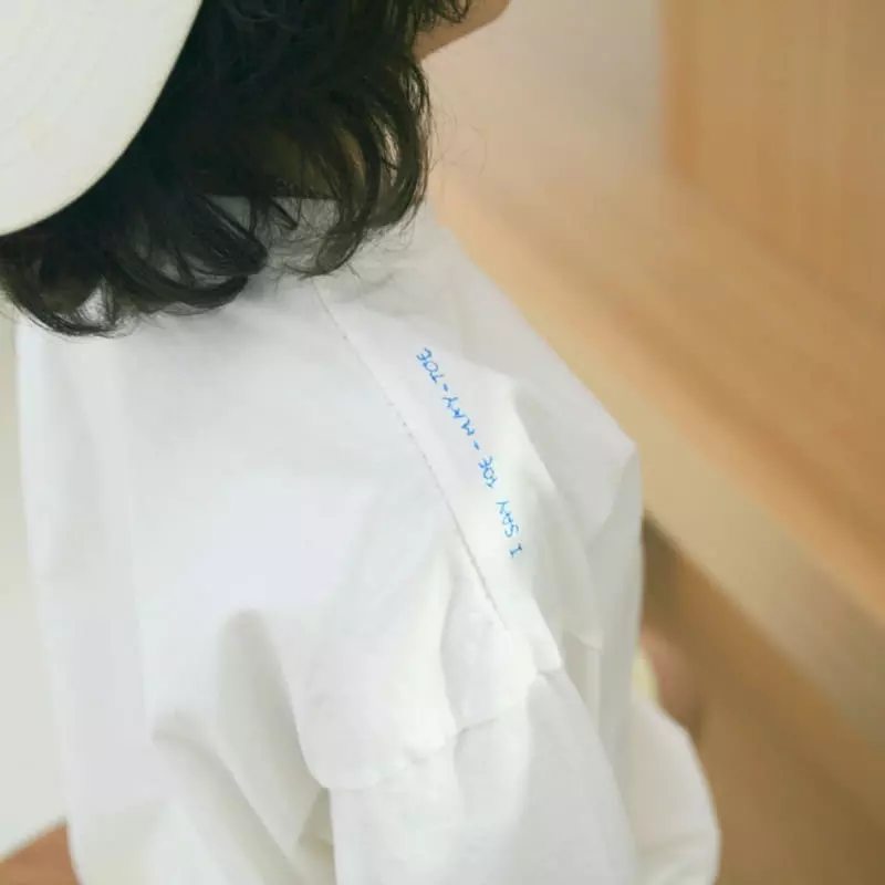 Mooi Store - Korean Children Fashion - #Kfashion4kids - Shoulder Embroidery Tee