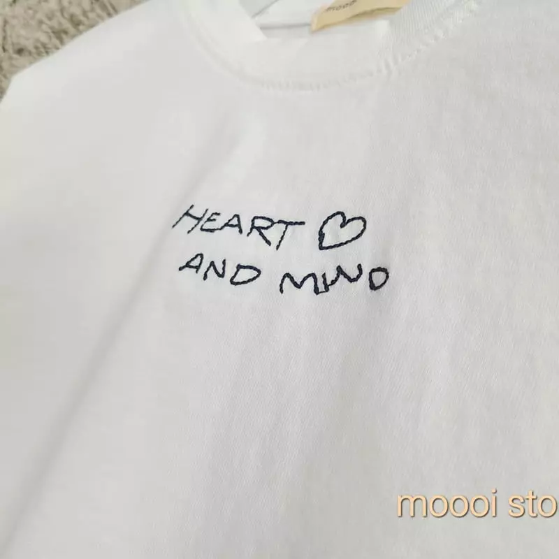 Mooi Store - Korean Children Fashion - #discoveringself - Heart Embroidery Tee - 11
