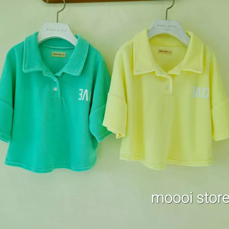 Mooi Store - Korean Children Fashion - #kidsshorts - Love Towel Collar Tee - 11