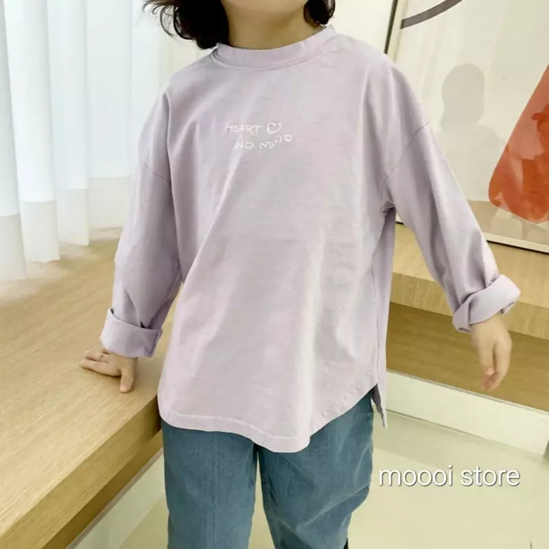 Mooi Store - Korean Children Fashion - #todddlerfashion - Heart Embroidery Tee - 5