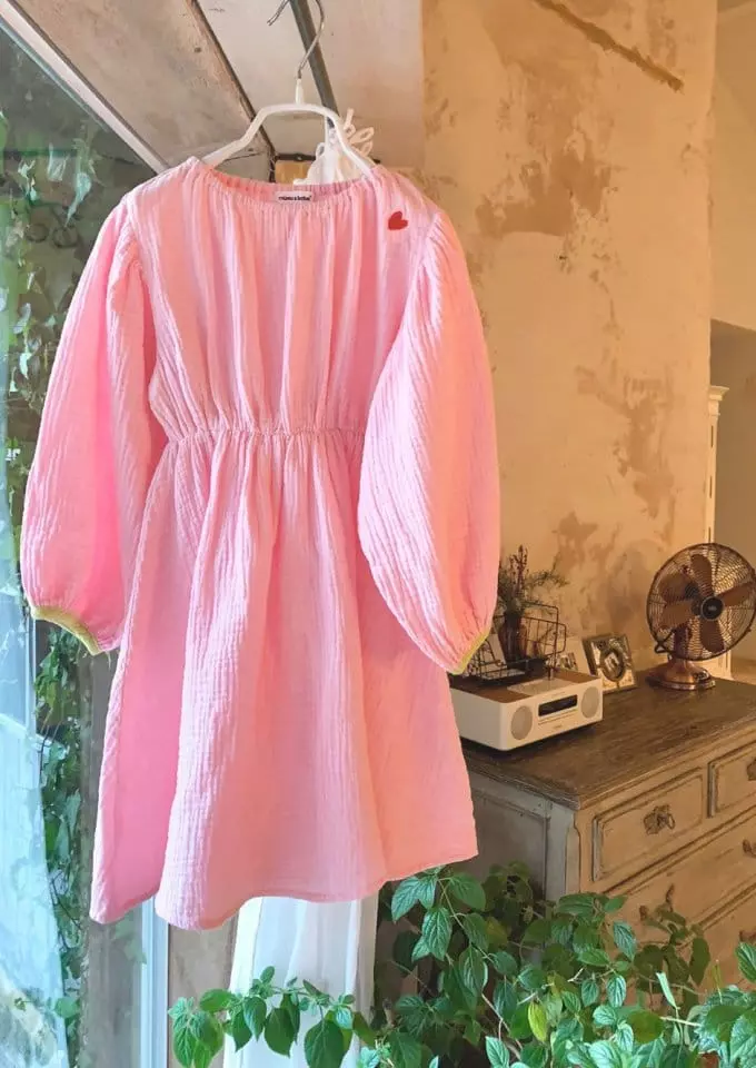 Mumunbaba - Korean Children Fashion - #magicofchildhood - Heart Embroidery One-piece
