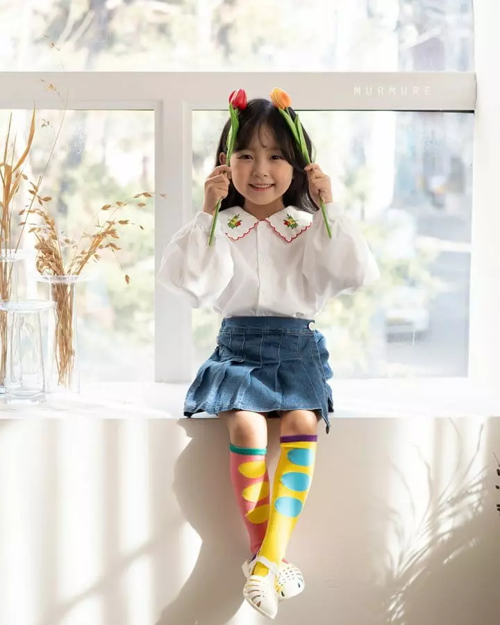 Murmure - Korean Children Fashion - #littlefashionista - Accordion Denim Skirt - 3
