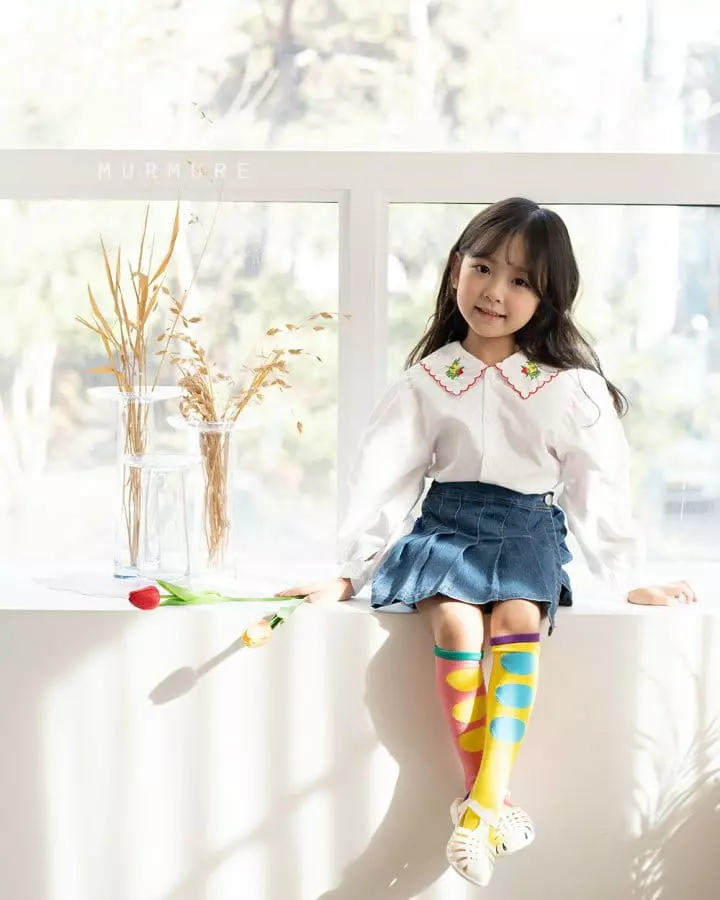 Murmure - Korean Children Fashion - #minifashionista - Accordion Denim Skirt - 5
