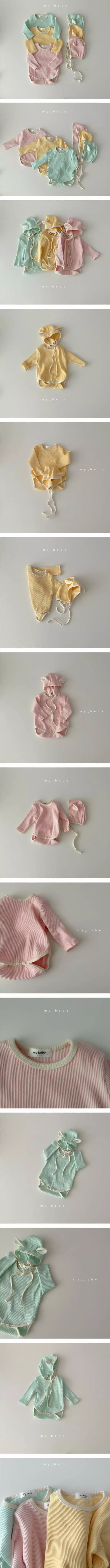 My Bebe - Korean Baby Fashion - #babywear - Bebe Squirrel Rib Bodysuit with Bonnet