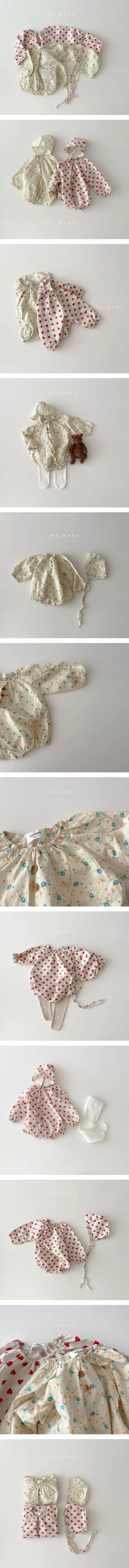 My Bebe - Korean Baby Fashion - #smilingbaby - Bebe Sweet Bodysuit with Bonnet