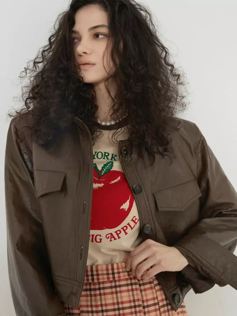 Neroli36 - Korean Women Fashion - #momslook - Crack Leather Jacket