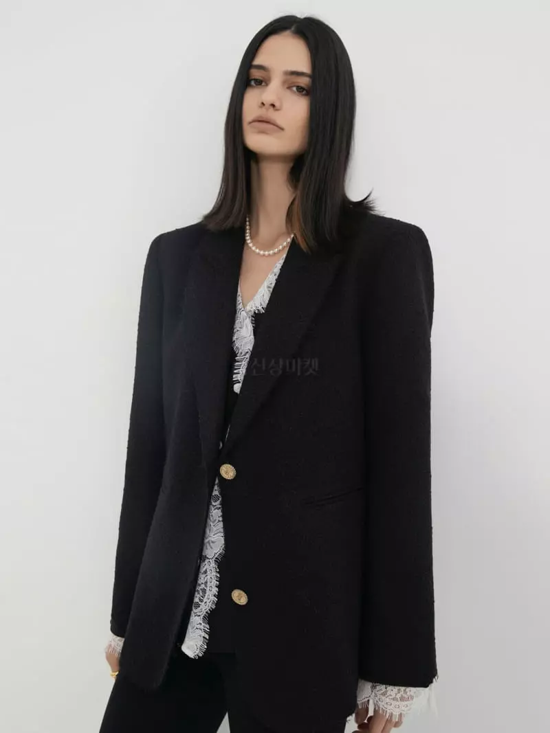 Neroli36 - Korean Women Fashion - #momslook - Tweed Box Jacket - 2