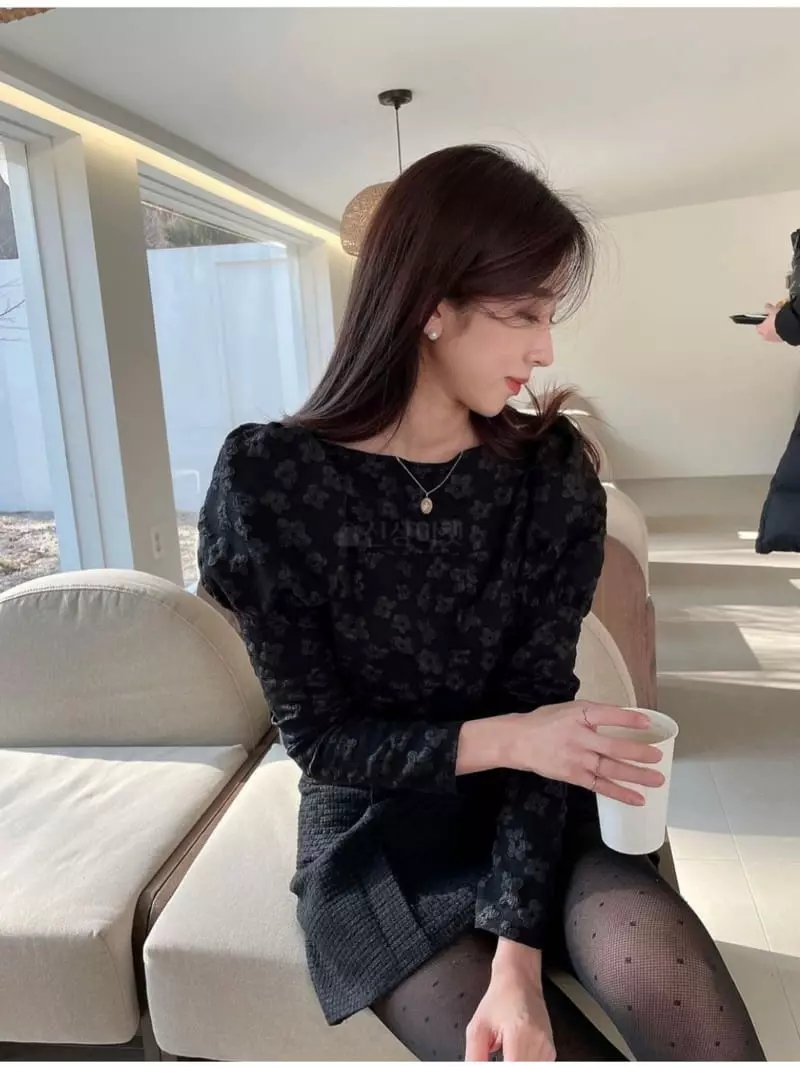 Newtro_Mood - Korean Women Fashion - #momslook - Embo Boat Neck Blouse - 3