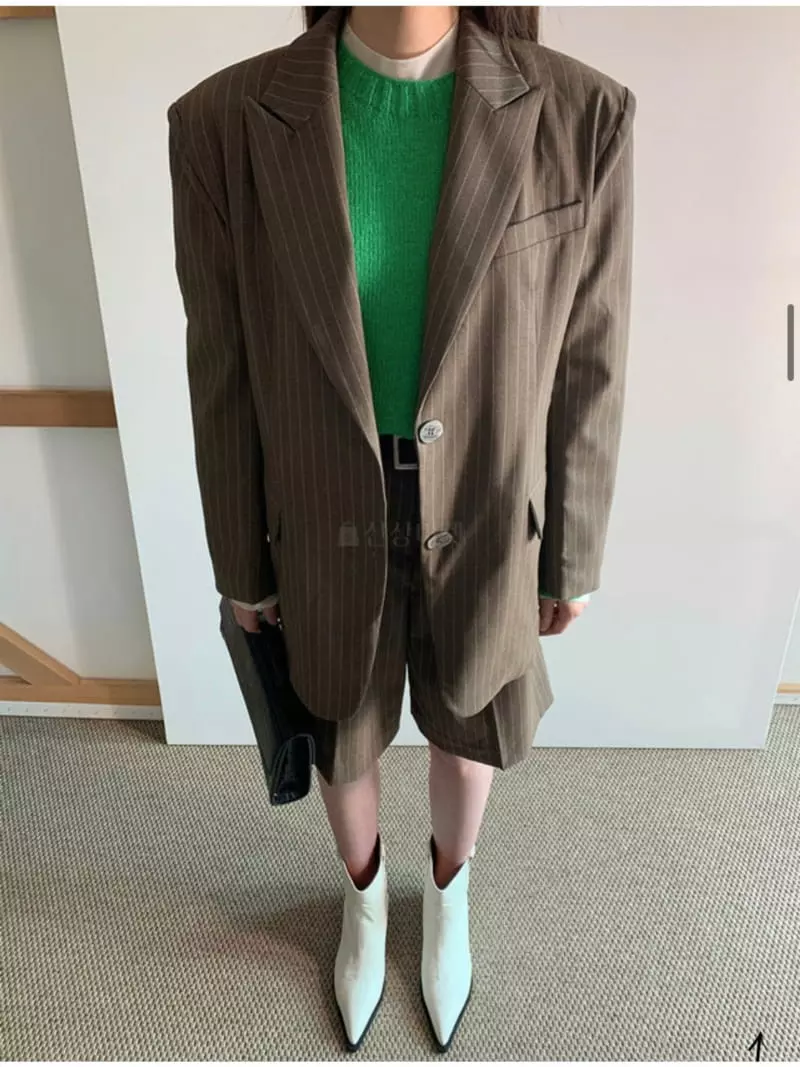 Newtro_Mood - Korean Women Fashion - #momslook - Stripe Jacket Bottom Set - 3