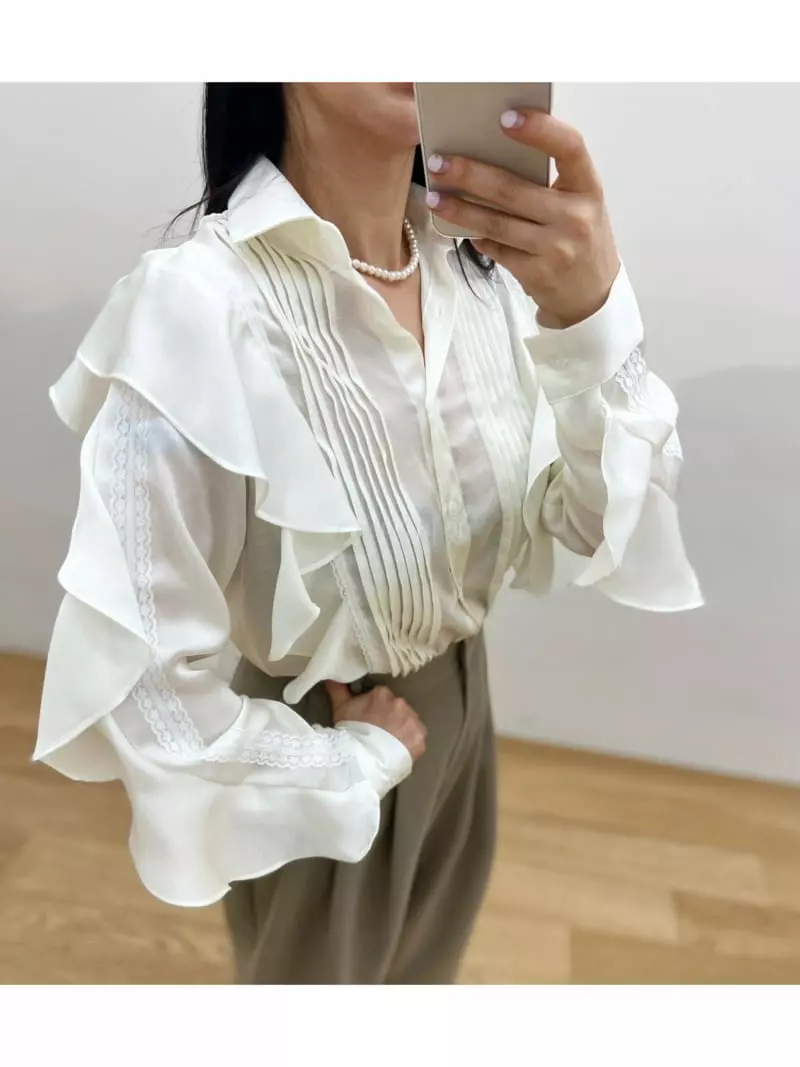 Newtro_Mood - Korean Women Fashion - #shopsmall - Silk Frill Blouse - 2