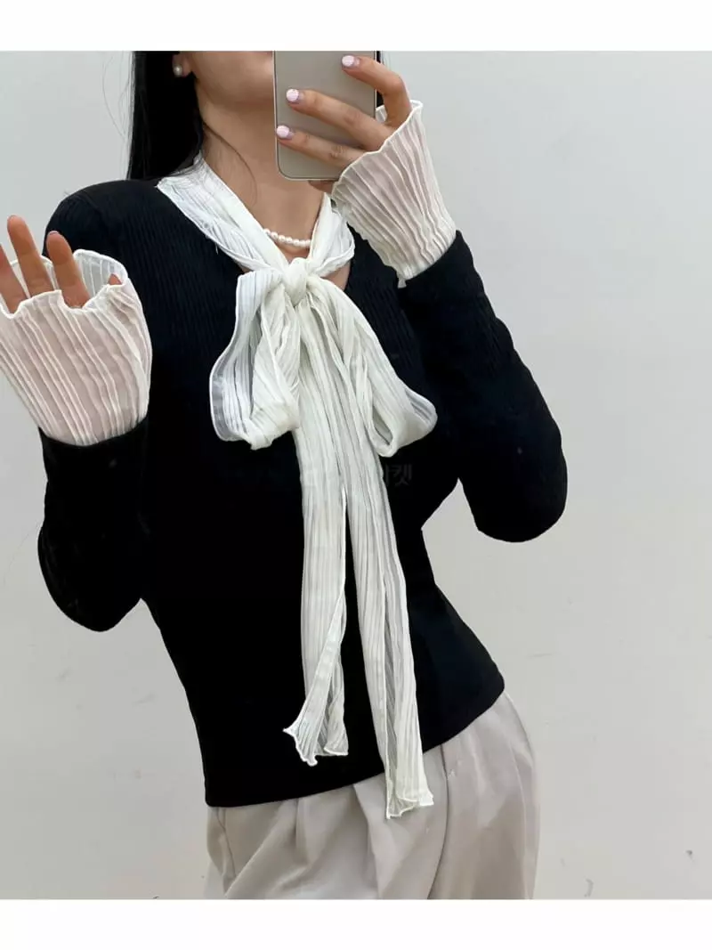 Newtro_Mood - Korean Women Fashion - #womensfashion - Scarf Pad Tee - 2