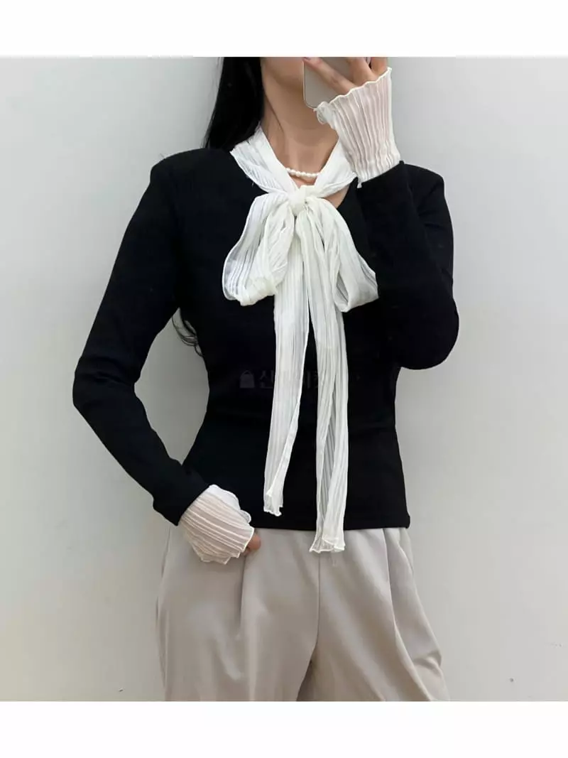 Newtro_Mood - Korean Women Fashion - #momslook - Scarf Pad Tee - 4