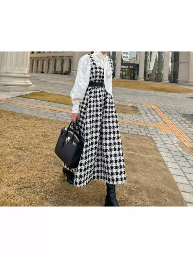 Newtro_Mood - Korean Women Fashion - #womensfashion - Hound Check Belt One-piece