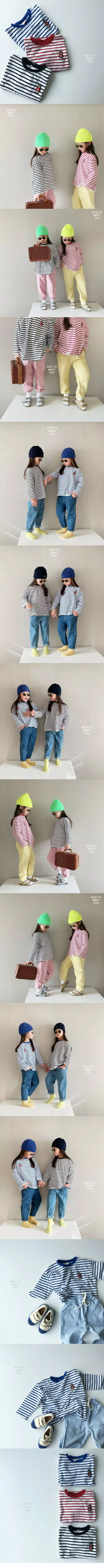 Nice To Meet You - Korean Children Fashion - #childrensboutique - Teddy Stripes Tee