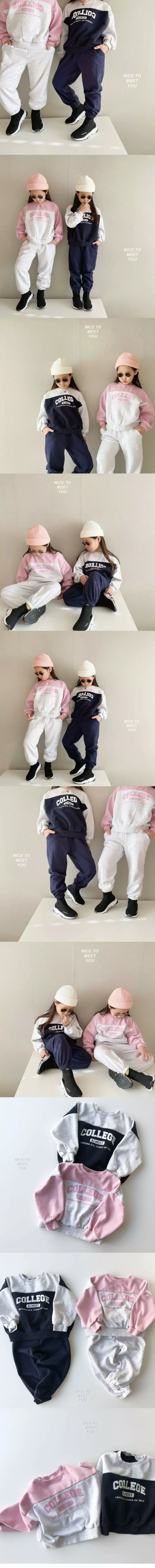 Nice To Meet You - Korean Children Fashion - #kidsshorts - College Color Sweatshirt
