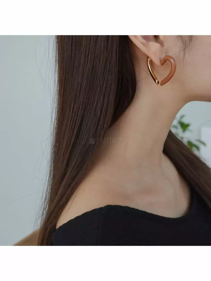 Noii - Korean Women Fashion - #momslook - E1523 Heart Earring