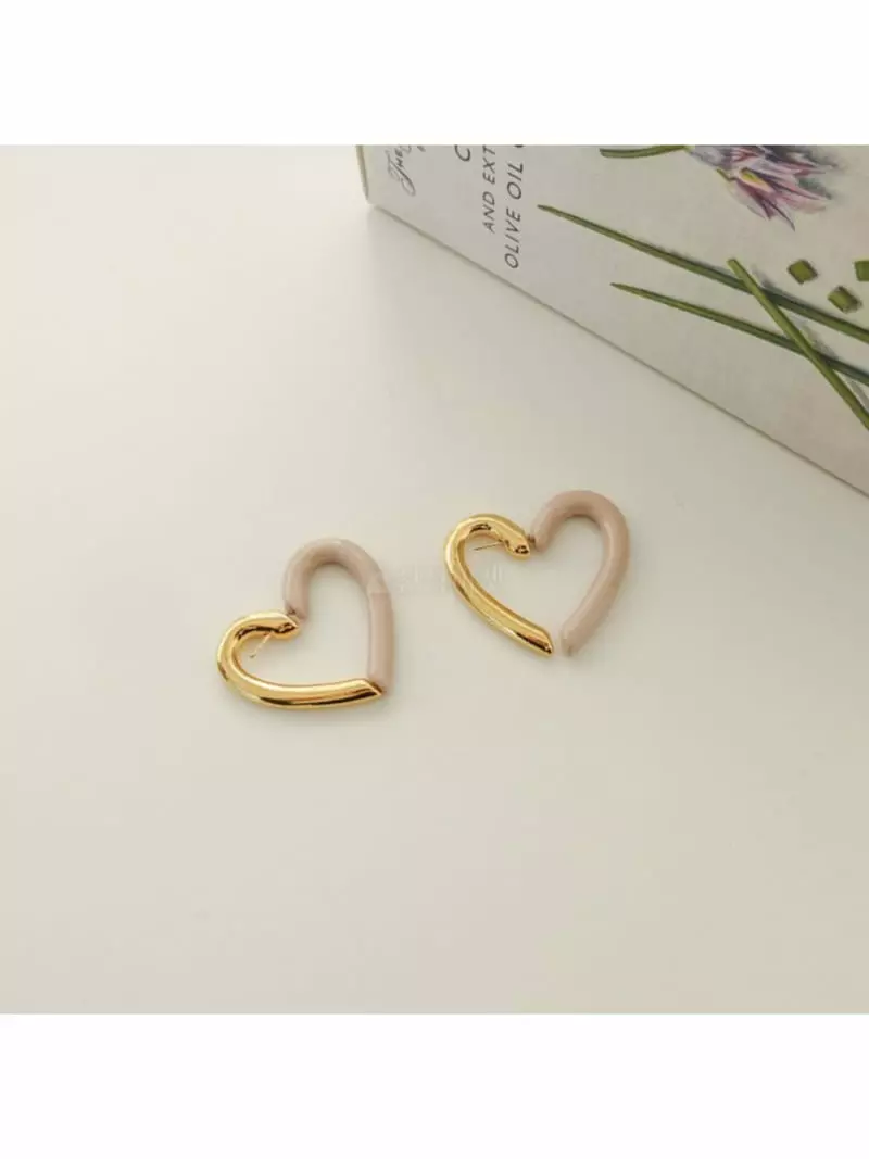 Noii - Korean Women Fashion - #momslook - E1523 Heart Earring - 3