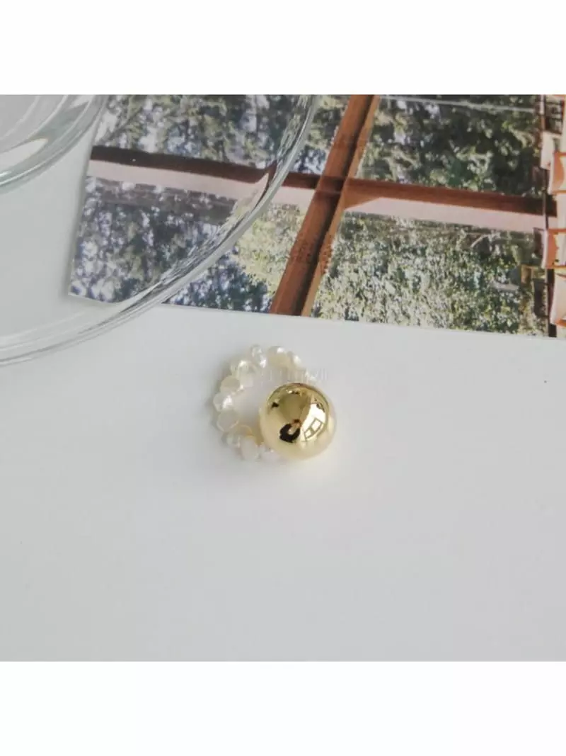 Noii - Korean Women Fashion - #momslook - R1164 Ball Pearl Ring - 2